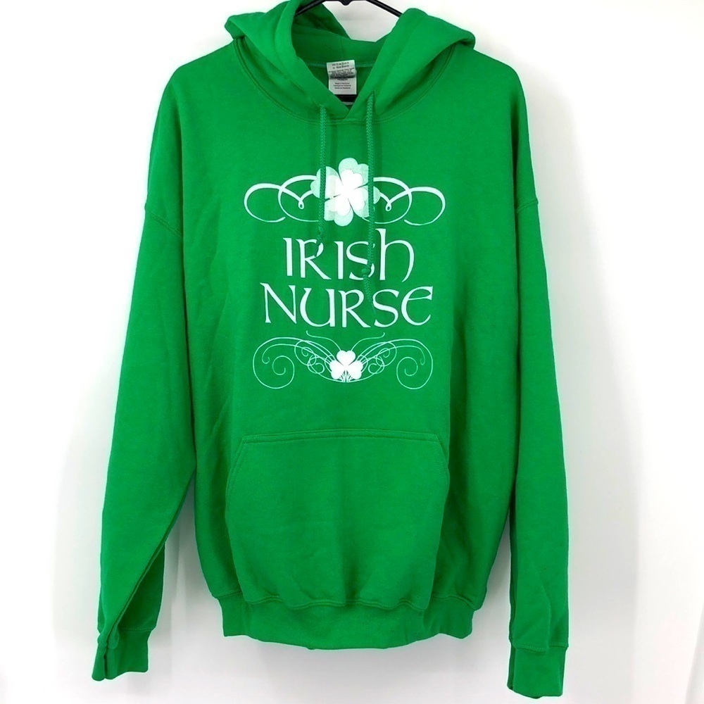 Gildan Heavy Blend Hooded Sweatshirt “Irish Nurse” St Patrick’s Day Size XL